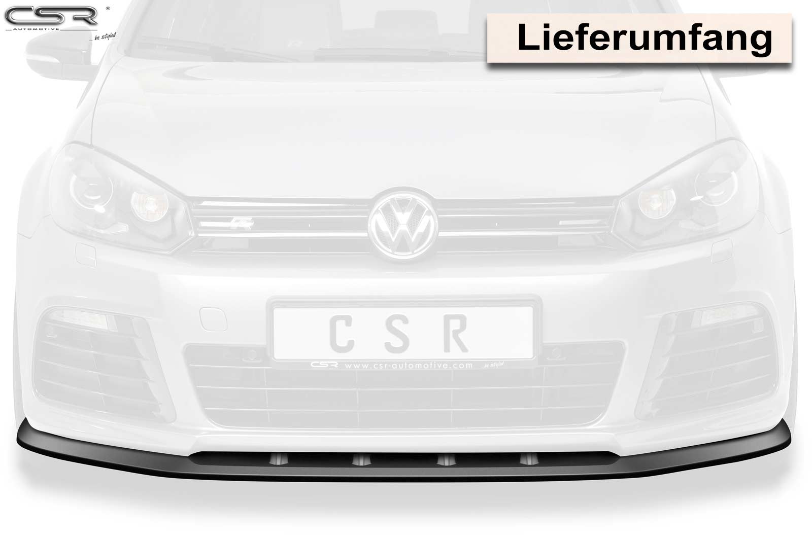 Voorspoiler passend voor VW Golf 6 R Glans Zwart – 12/2009–10/2012
