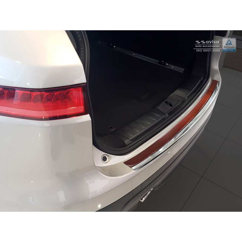 RVS Achterbumperprotector 'Deluxe'  Jaguar F-Pace 2016-2020 & FL 2020- Chroom/Rood-Zwart Carbon