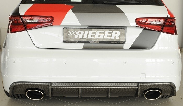 Achterbumper Diffuser passend voor Audi A3 8V 12-16 3deurs/Sportback Rieger Carbon-look