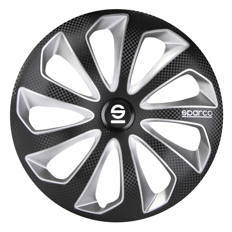 Sparco Wieldoppen Sicilia - 15-inch - Zwart/Zilver/Carbon - Set van 4 stuks