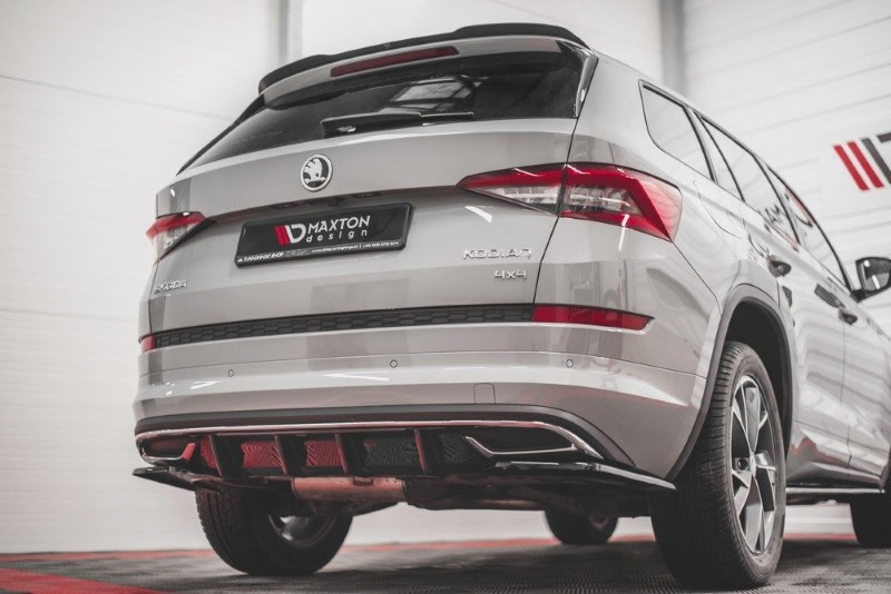 Diffuser passend voor Skoda Kodiaq 1 sportline Maxton Design glans zwart