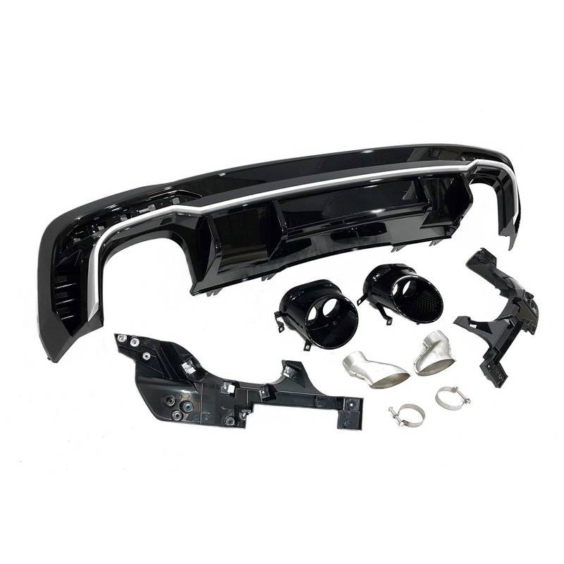 Achterbumper Diffuser passend voor Audi A4 B9 19- Glans Zwart RS Look S-Line