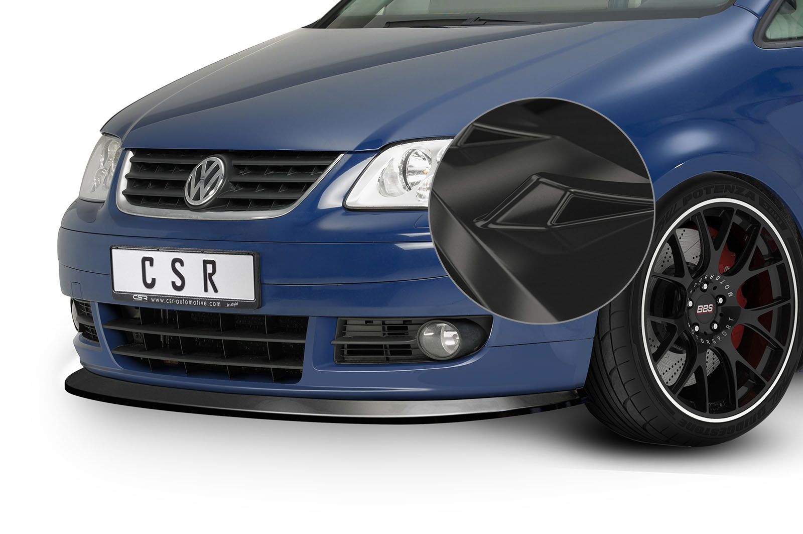 Voorspoiler passend voor VW Touran I (Typ 1T) Glans Zwart – 2003–2006