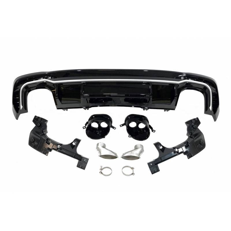 Achterbumper Diffuser passend voor Audi A4 B9 19- Glans Zwart RS Look S-Line