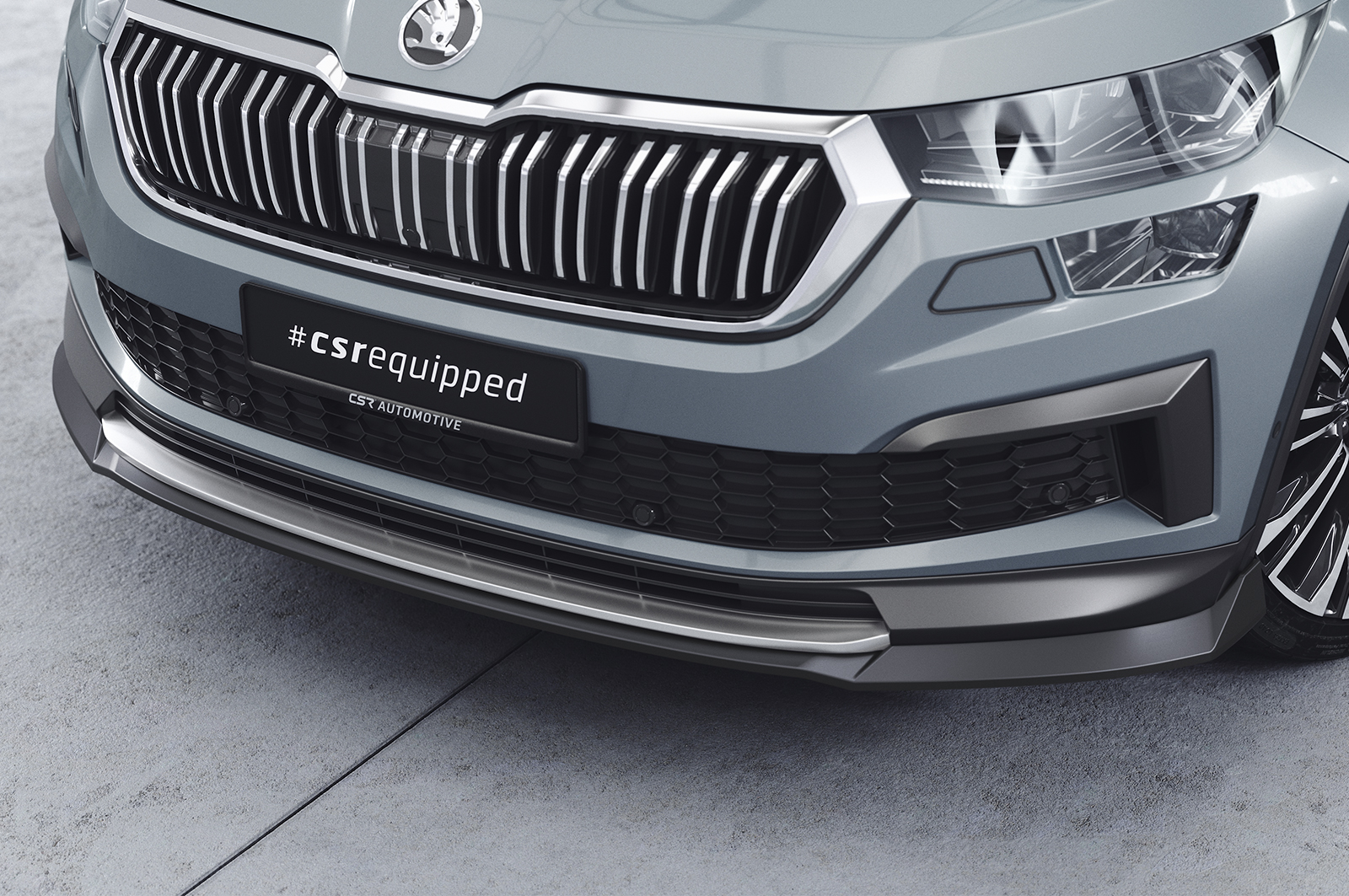 Voorspoiler passend voor Skoda Kodiaq CSR Glans Zwart