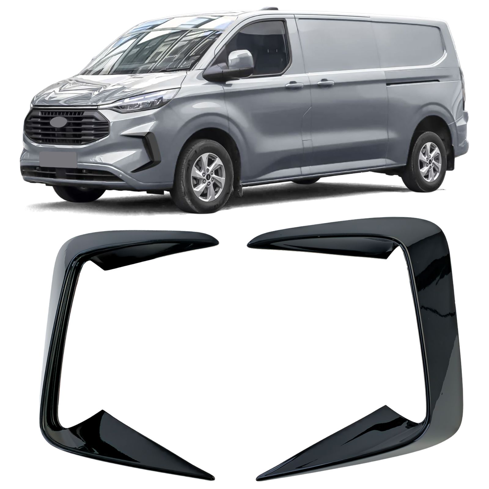 Voorbumper covers Ford Tourneo Transit Custom 2023- Glanzend zwart