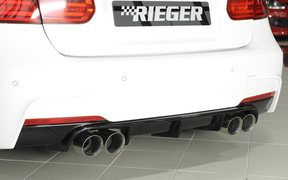 Achter Diffuser passend voor BMW 3 serie F30/F31 2012-... Zwart Glans Rieger