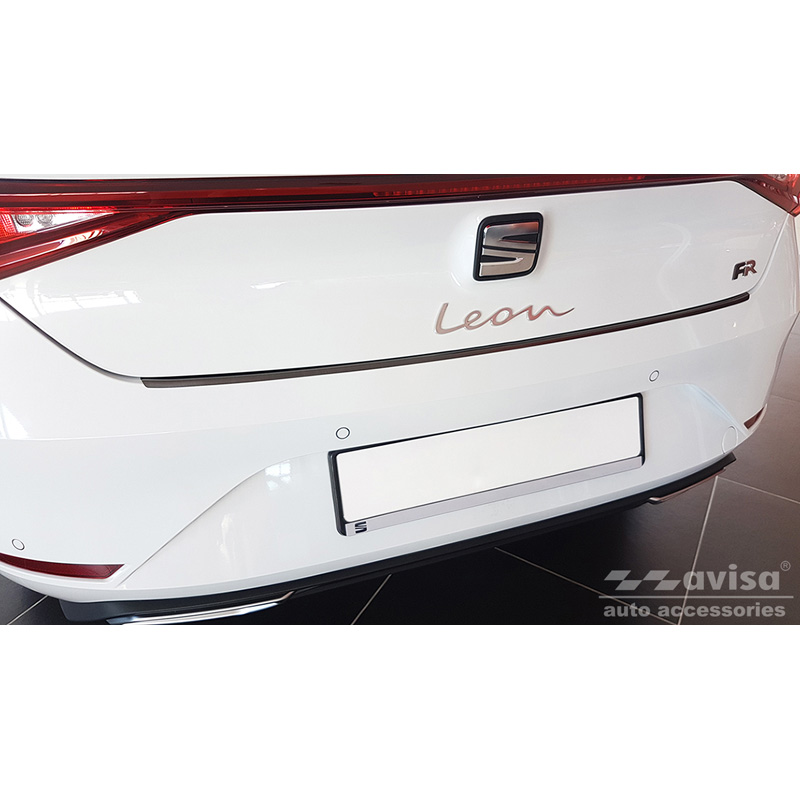 Zwart RVS Achterbumperprotector  Seat Leon IV HB / Cupra Leon HB (KL) 5-deurs 2020-2024 & FL 2024-