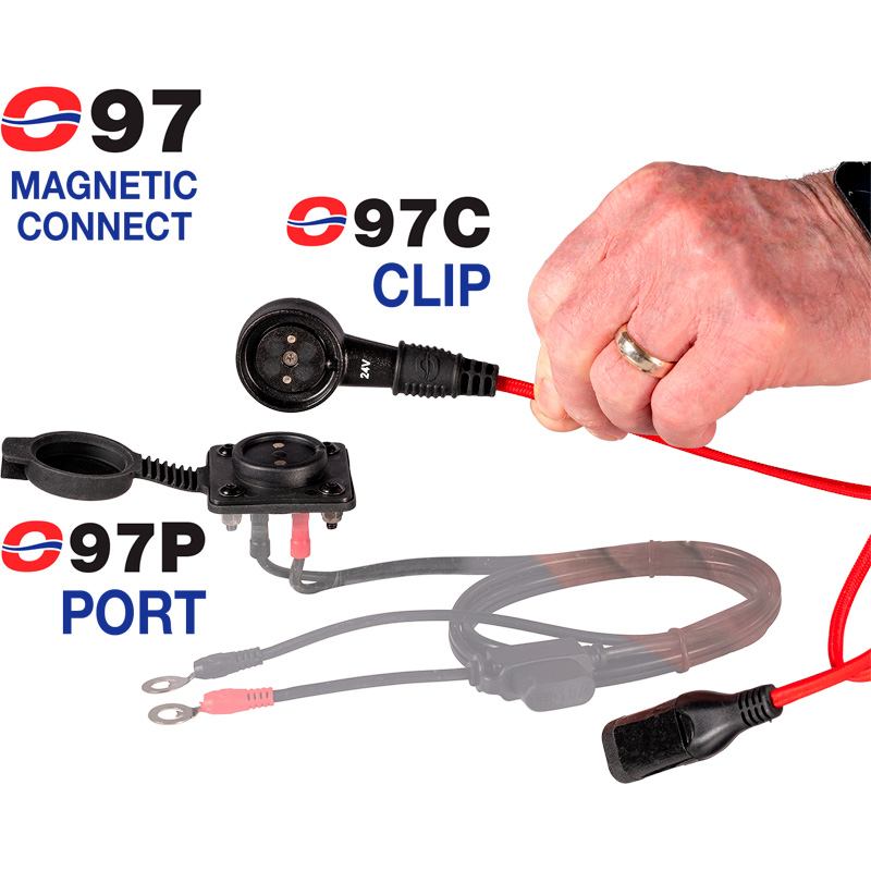 OptiMate PORT O-97P12 - MagCode Clip Paneelmontage - Magnetische acculader aansluiting - 12V