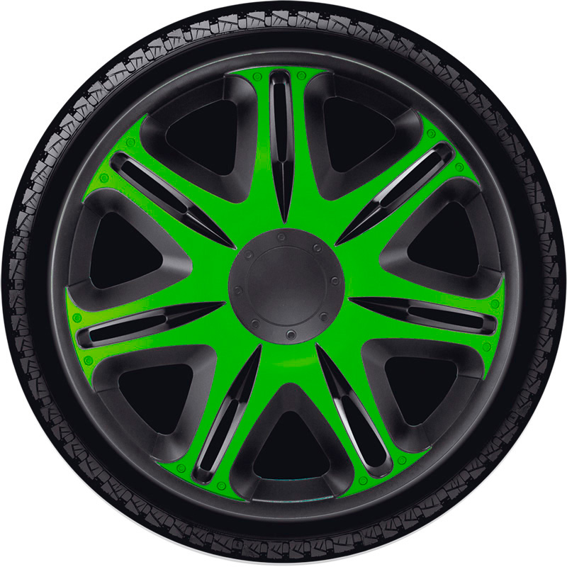 4-Delige J-Tec Wieldoppenset Nascar 14-inch zwart/groen