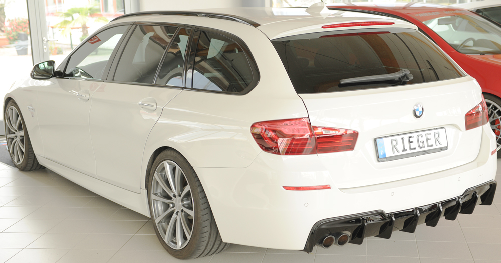 Diffuser passend voor BMW 5 Serie F10 M pakket Rieger Glans Zwart