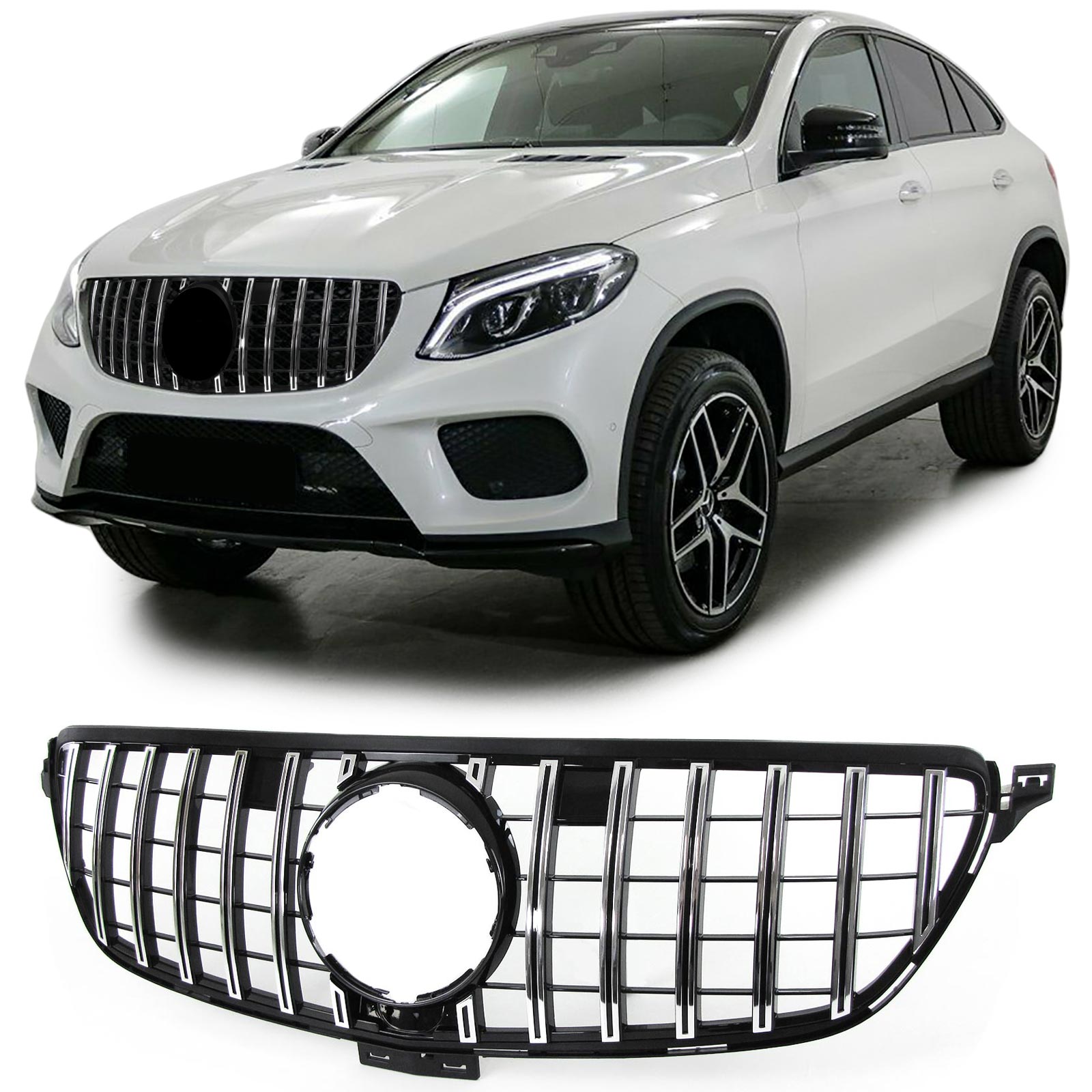 Grill passend voor Mercedes GLE Coupe C292 (15-19) GT-R Panamericana Design Chroom-OUTLET