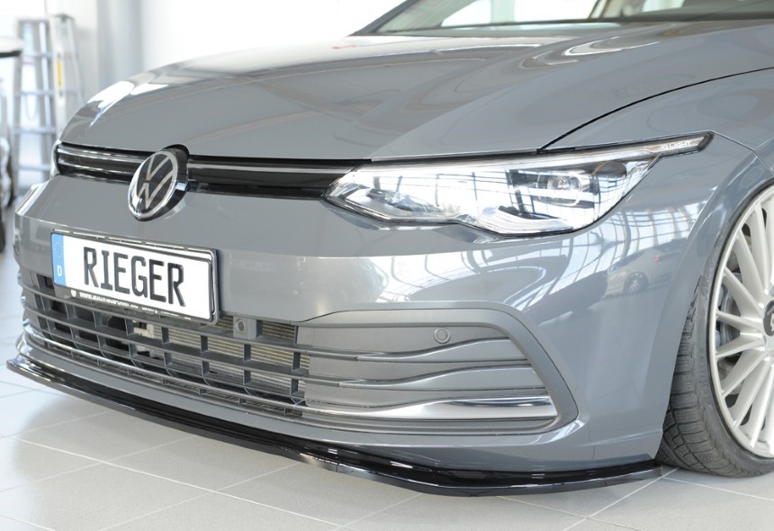 Voorspoiler passend voor Volkswagen Golf 8 Rieger Glans Zwart