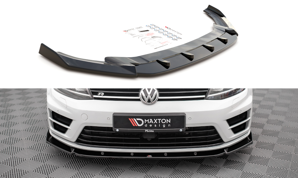 Voorspoiler passend voor VW Golf 7 R Maxton Glans Zwart V.4