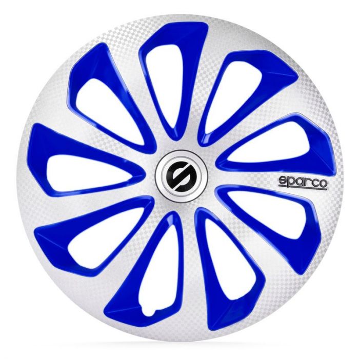 4-Delige Sparco Wieldoppenset Sicilia 13-inch zilver/blauw/carbon