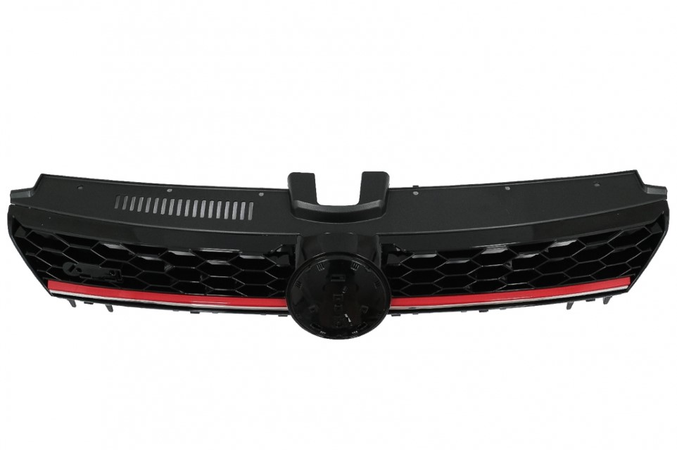 Grill passend voor VW Golf VII GTI R Rood 12-17 Glans Zwart