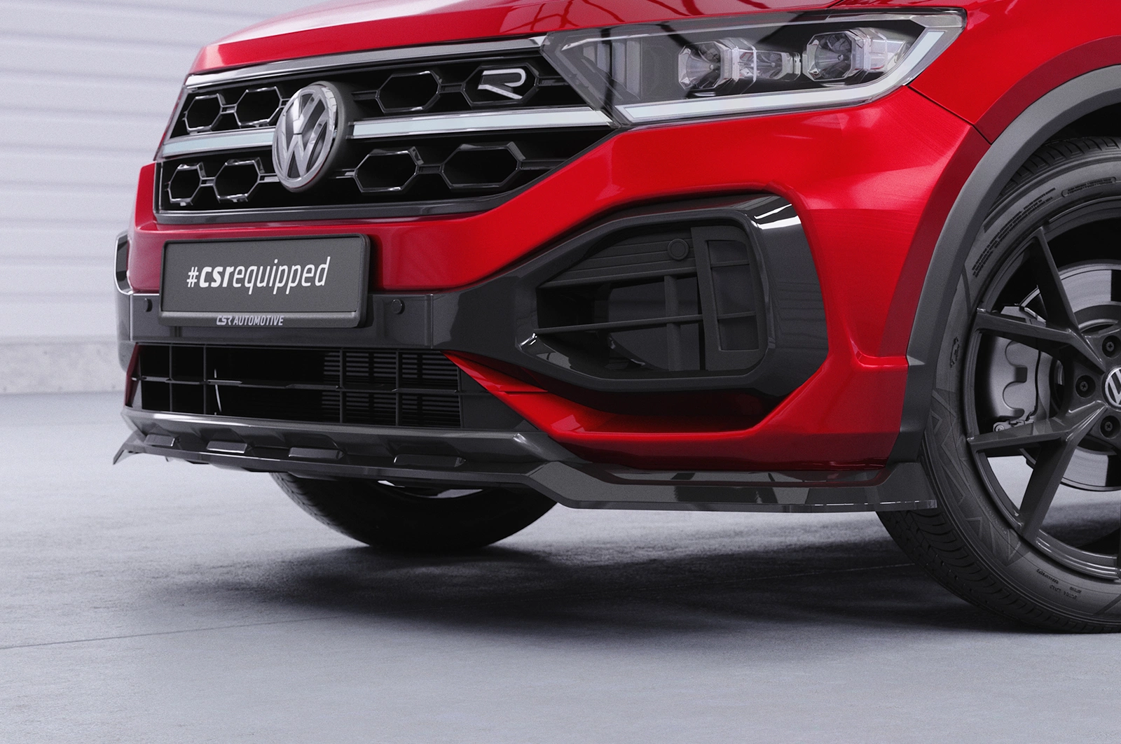Voorspoiler passend voor VW T-Roc (A1) R-Line Glans Zwart Facelift - CSR Design