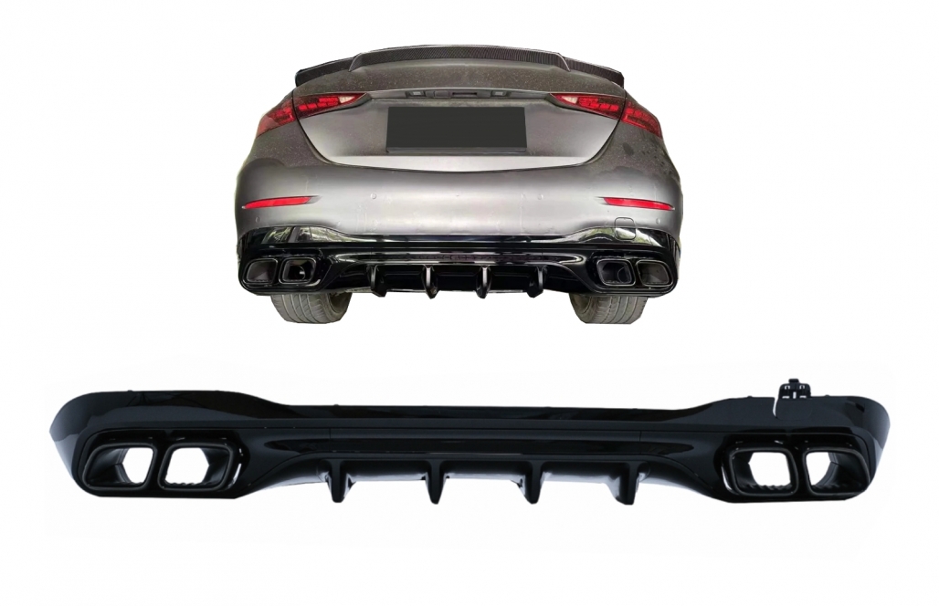 Diffuser passend voor Mercedes C Klasse W206 S206 63 AMG Look Zwart
