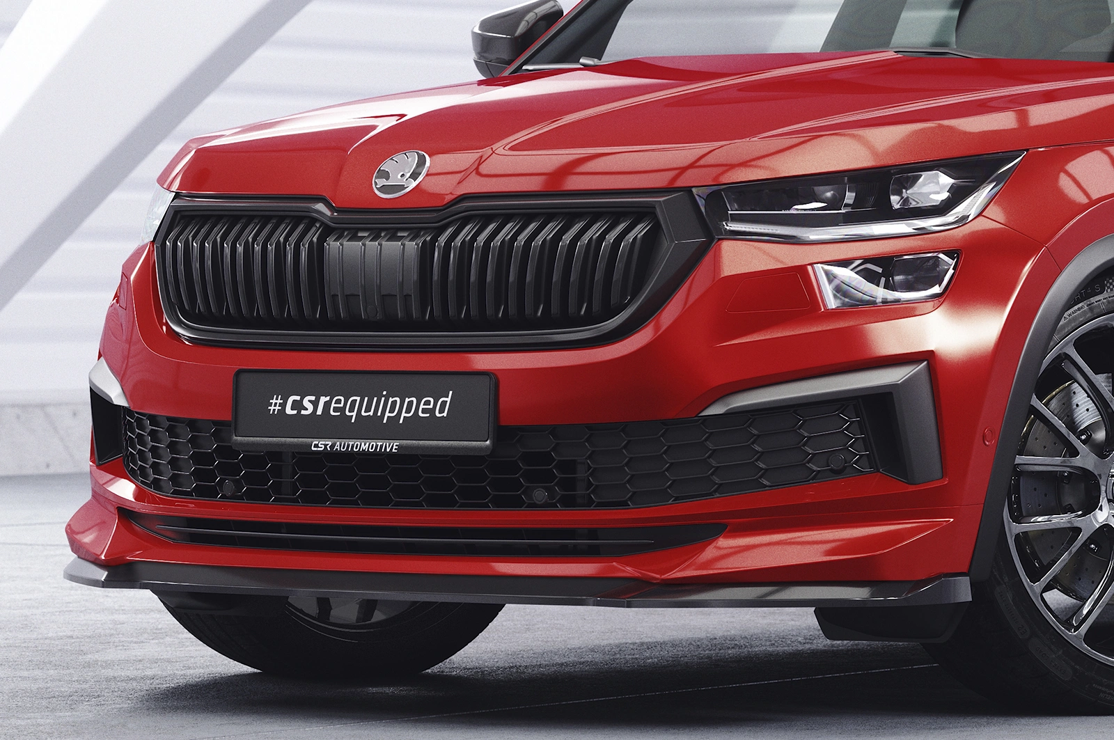 Voorspoiler passend voor Skoda Kodiaq (Facelift) 2021- Glans Zwart – CSR