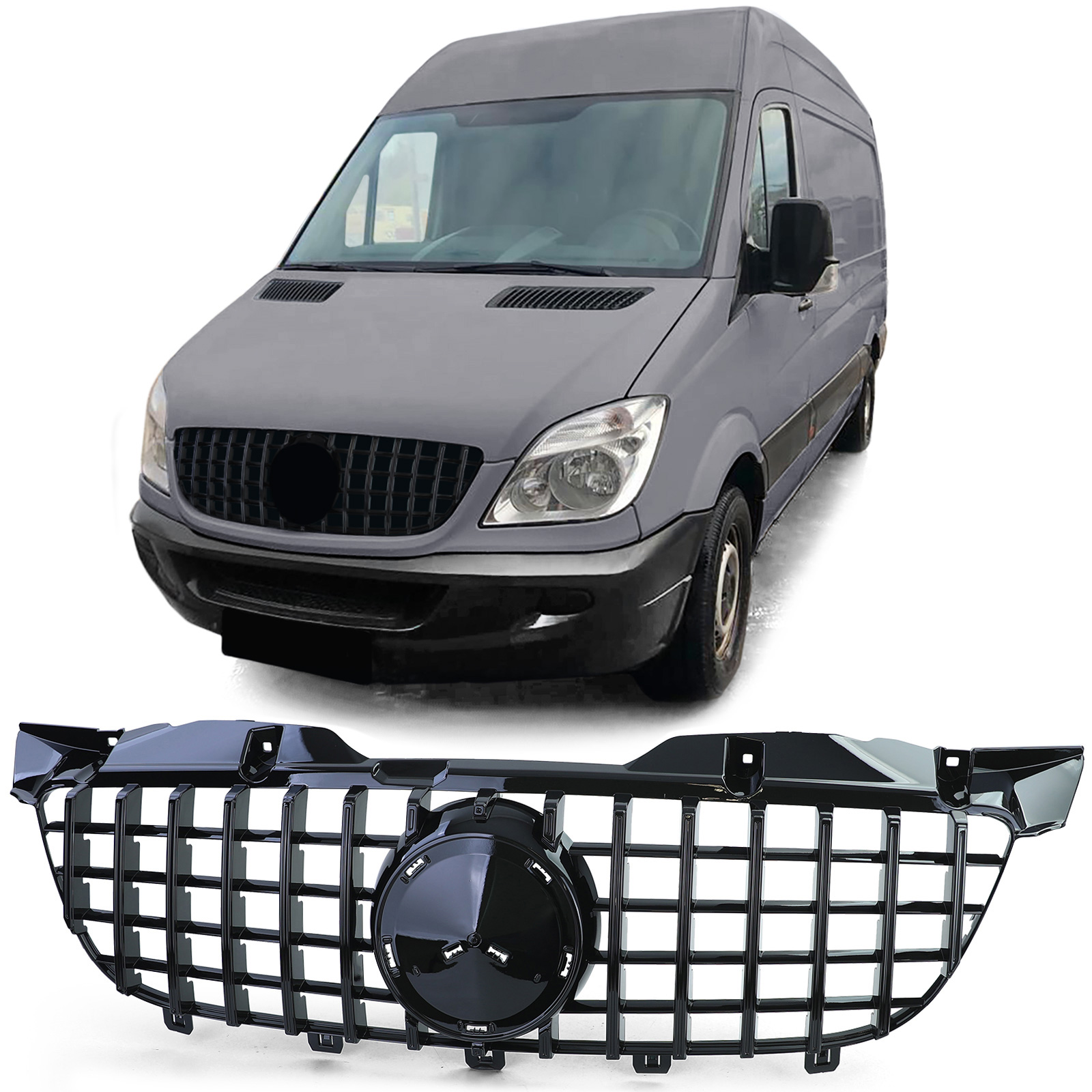 Grill passend voor Mercedes Sprinter W906 06-13 Zwart AMG Look