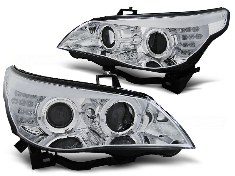 Koplampen passend voor BMW E60 Chrome 04 -07 LED F10 look