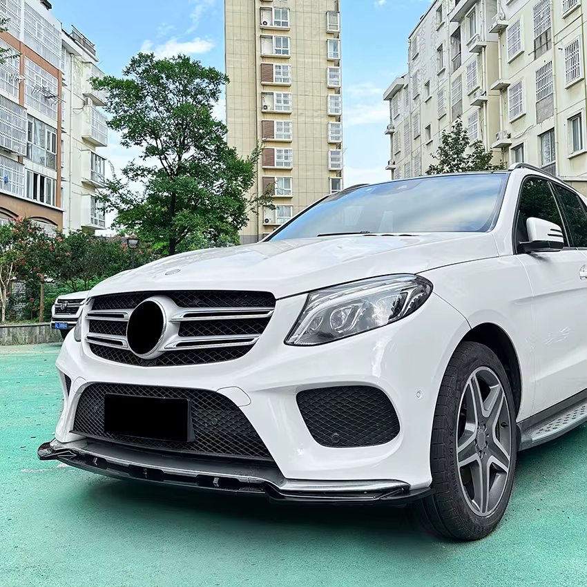Voorspoiler passend voor Mercedes GLE W166 AMG-Line glans zwart