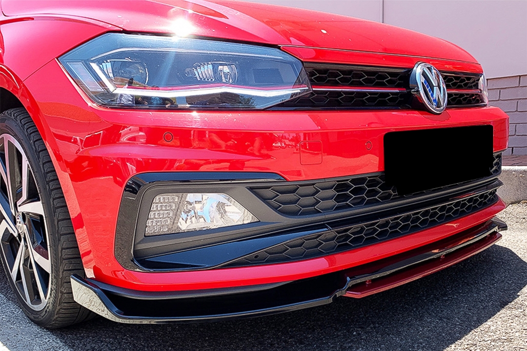 Voorspoiler passend voor VW Polo Glans Zwart/Rood