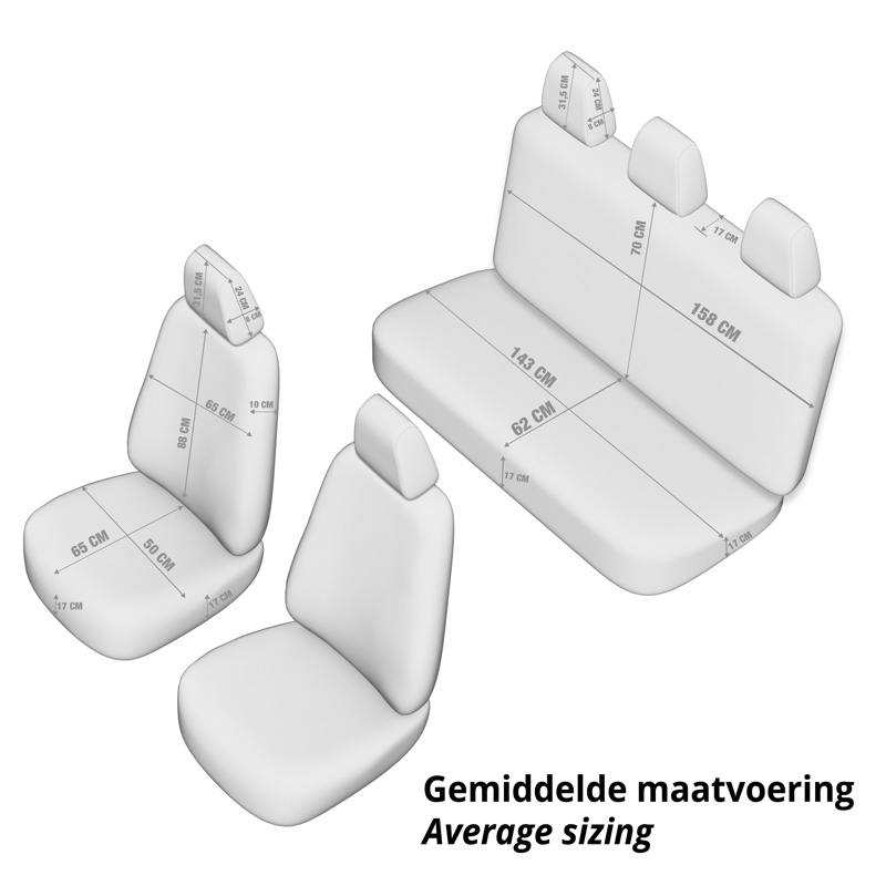 Universele Leder/Stoffen Stoelhoezenset 'Comfortline' Zwart/Grijs - 11-delig - geschikt voor Side-Airbags