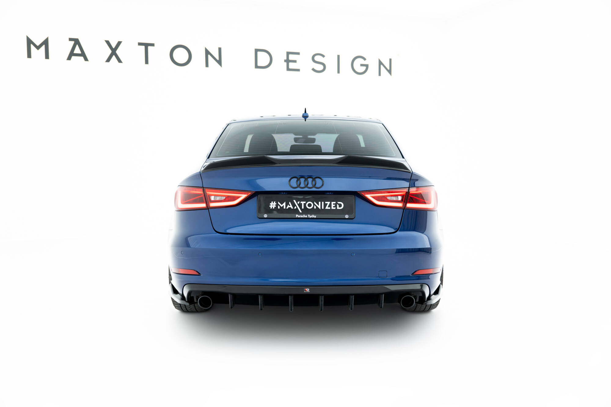 Achter Diffuser passend voor Audi A3 Sedan 8V (Versie met enkele uitlaatuiteinden aan beide kanten) Maxton