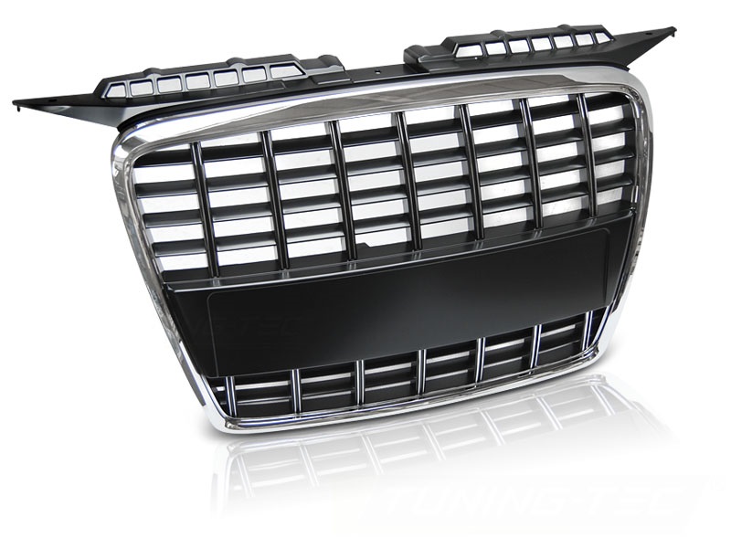 Grill passend voor Audi A3 8P 05-08 Glans Zwart/Chroom