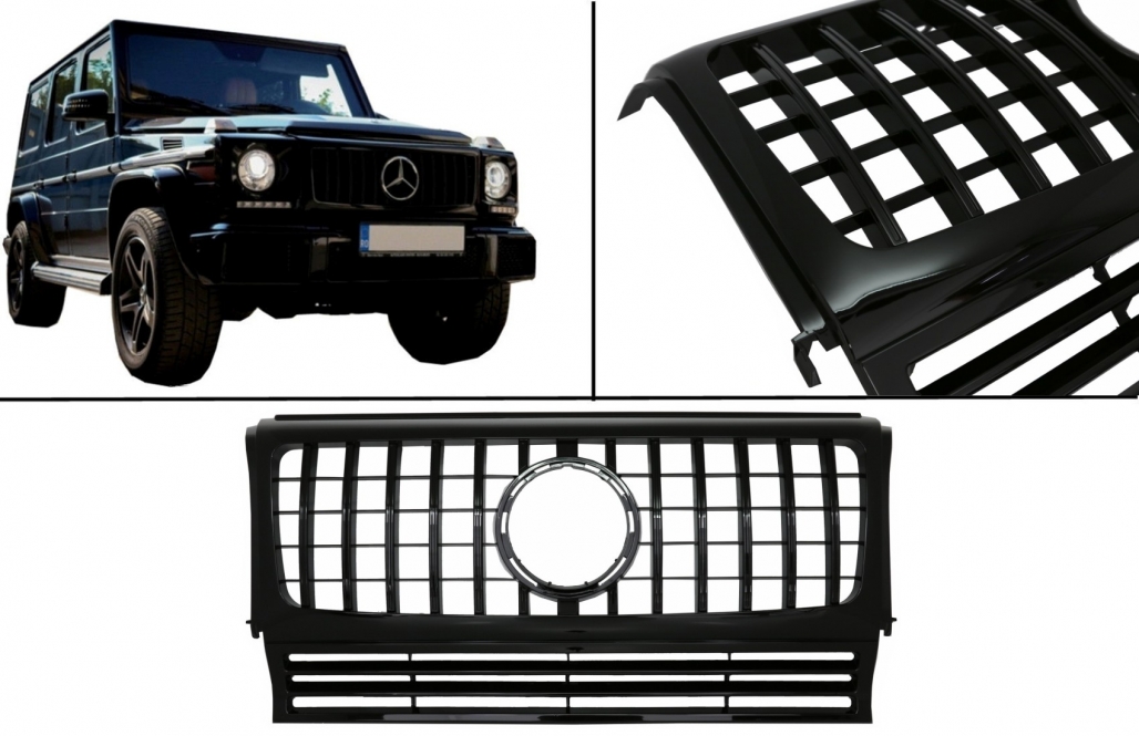 Grill passend voor Mercedes W463 G-Klasse 90-14 Glanzend Zwart