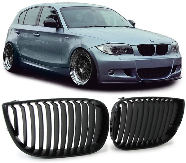 Grill Nieren passend voor BMW E87/E81/E82/E88 04-07 Zwart