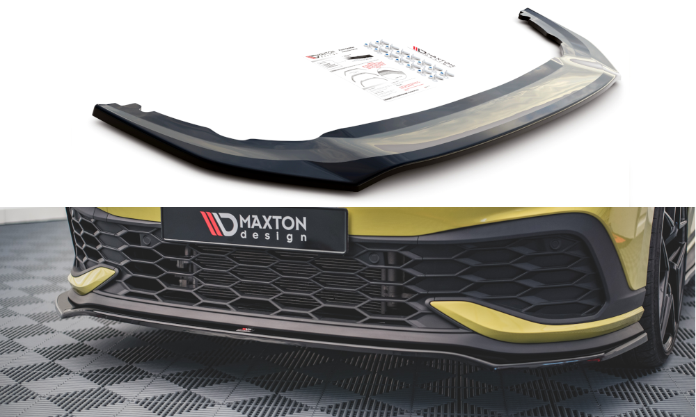 Voorspoiler passend voor Volkswagen Golf 8 GTI Clubsport Maxton Glans Zwart