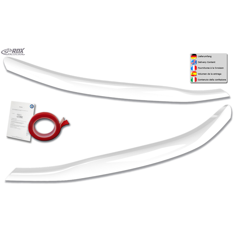 RDX Koplampspoilers  Ford Transit Custom & Tourneo Custom (V710) 2023- (met Halogeen) (ABS Glanzend Wit)