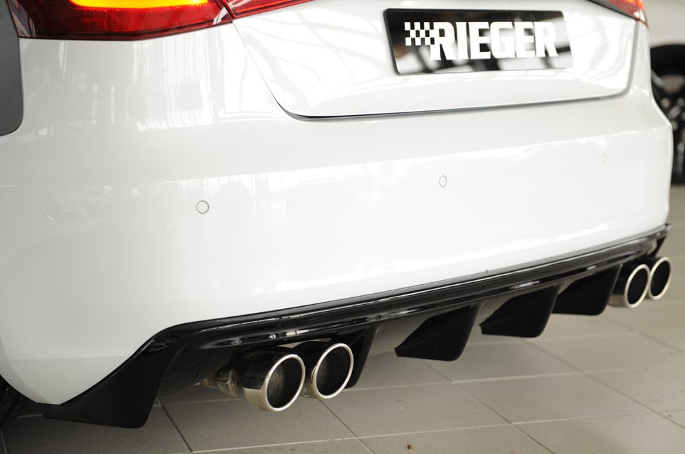 Achterbumper Diffuser passend voor Audi A3 8V 12-16 Rieger Glans Zwart Duplex