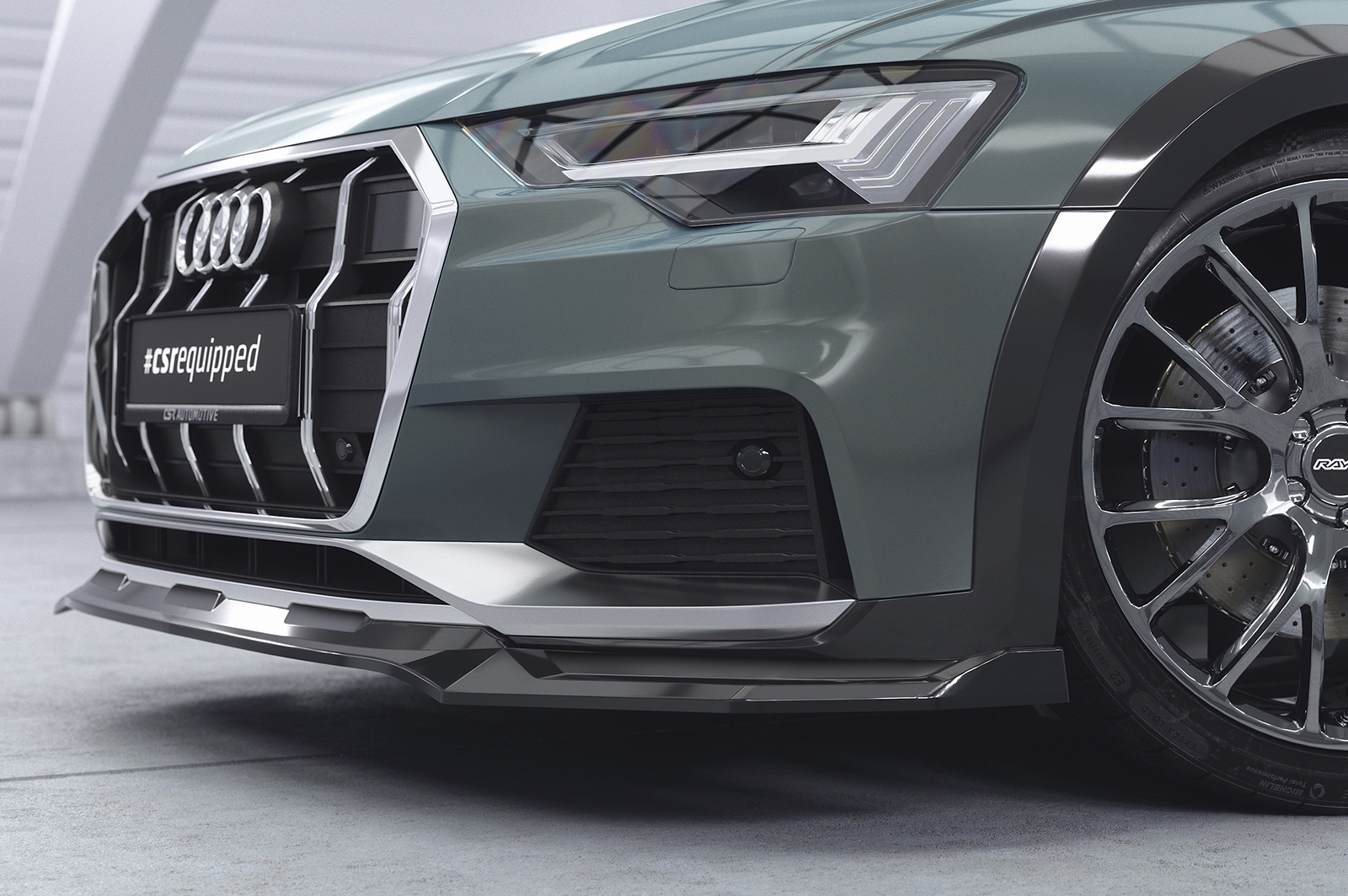 Voorspoiler passend voor Audi A6 C8 (Typ F2) Allroad CSR Glans Zwart