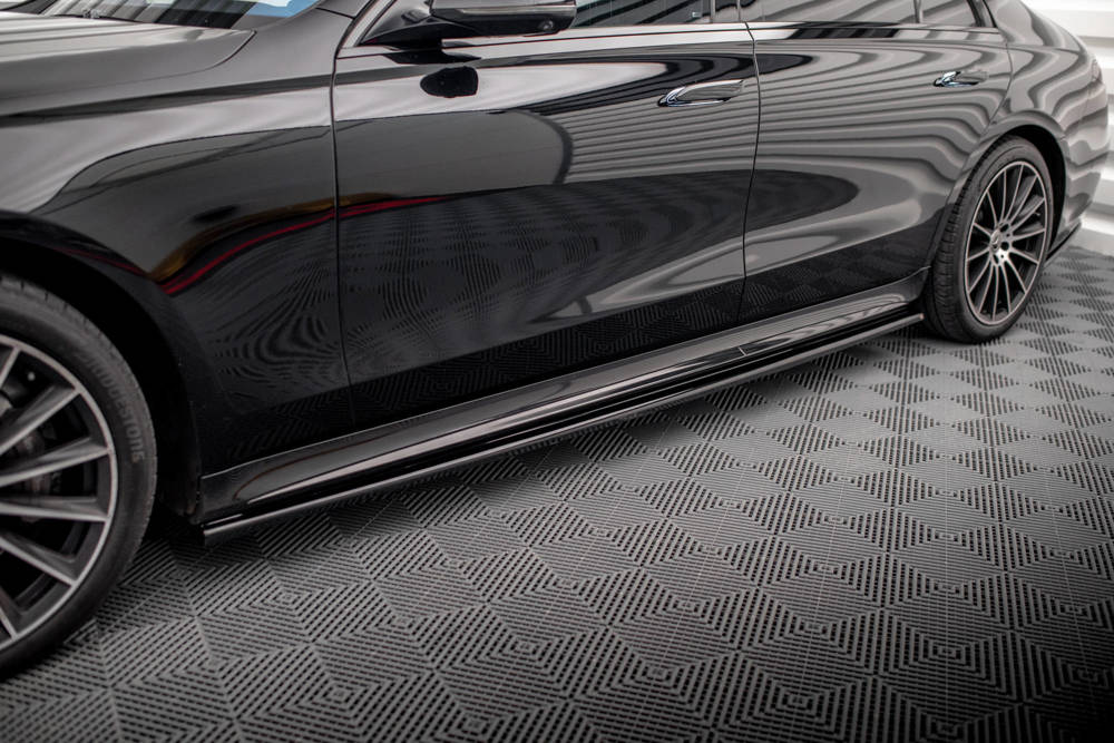 Zijskirts passend voor Mercedes S Klasse Lang W223 AMG Pakket Maxton Glans Zwart
