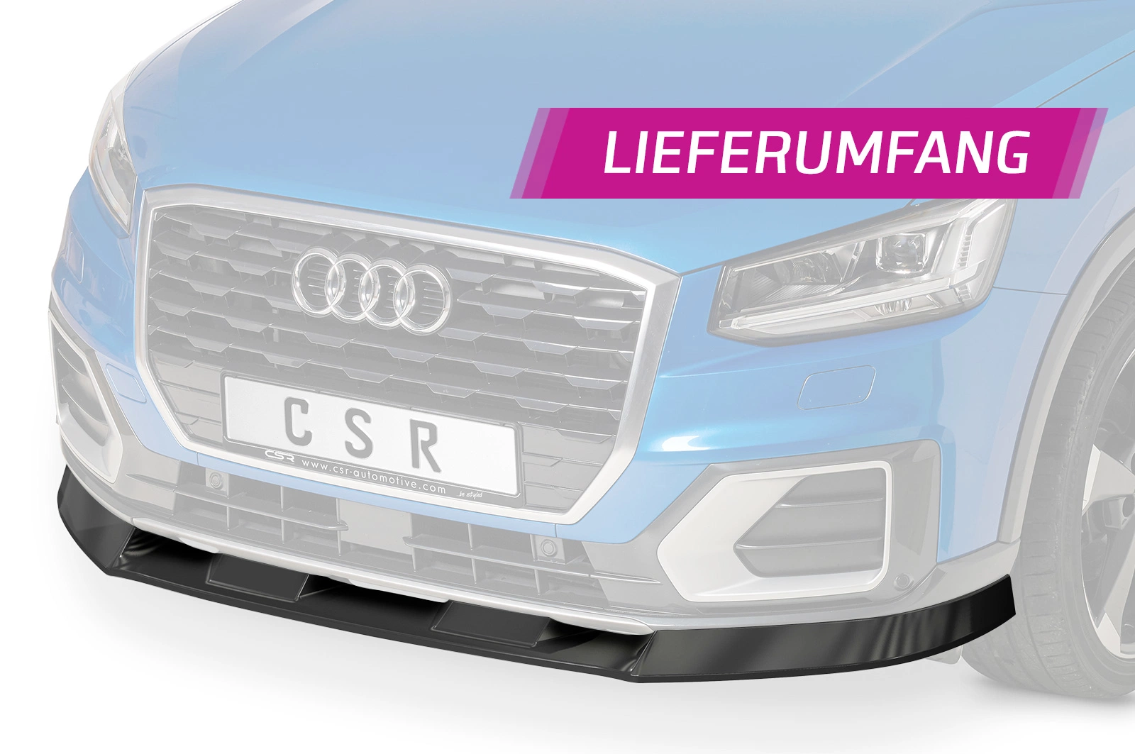 Voorspoiler passend voor Audi Q2 S-Line glans zwart – 2016–2020