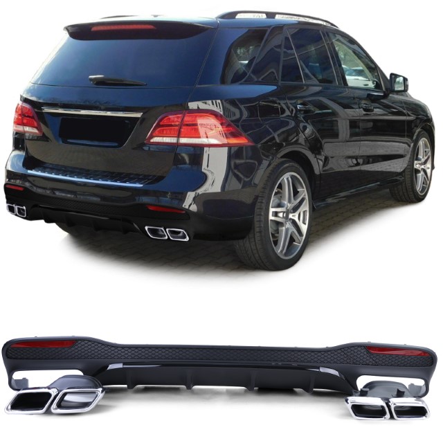 Diffuser passend voor Mercedes GLE W166 SUV 15-18 GLE63 Look Uitlaat sierstukken