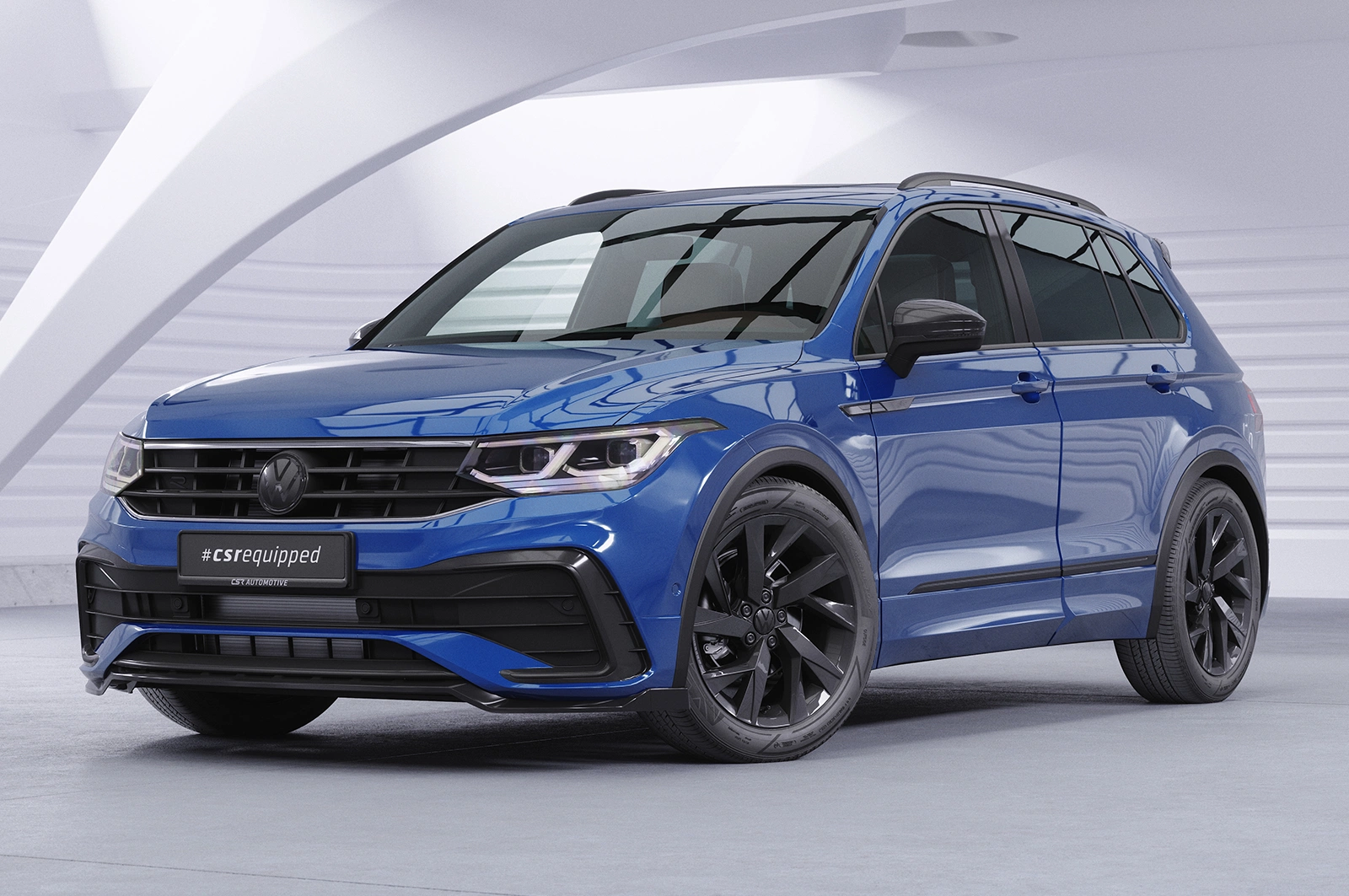 Voorspoiler passend voor VW Tiguan II (Typ AD1) R-Line 09/2020–heden (Facelift) – CSR Automotive – Glans Zwart