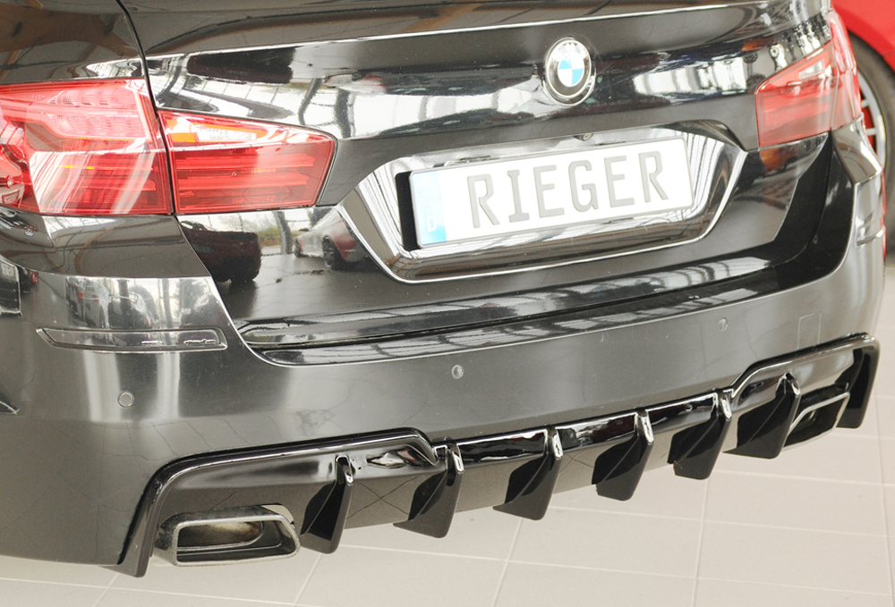 Diffuser passend voor BMW 5 Serie F10 M pakket Rieger Glans Zwart
