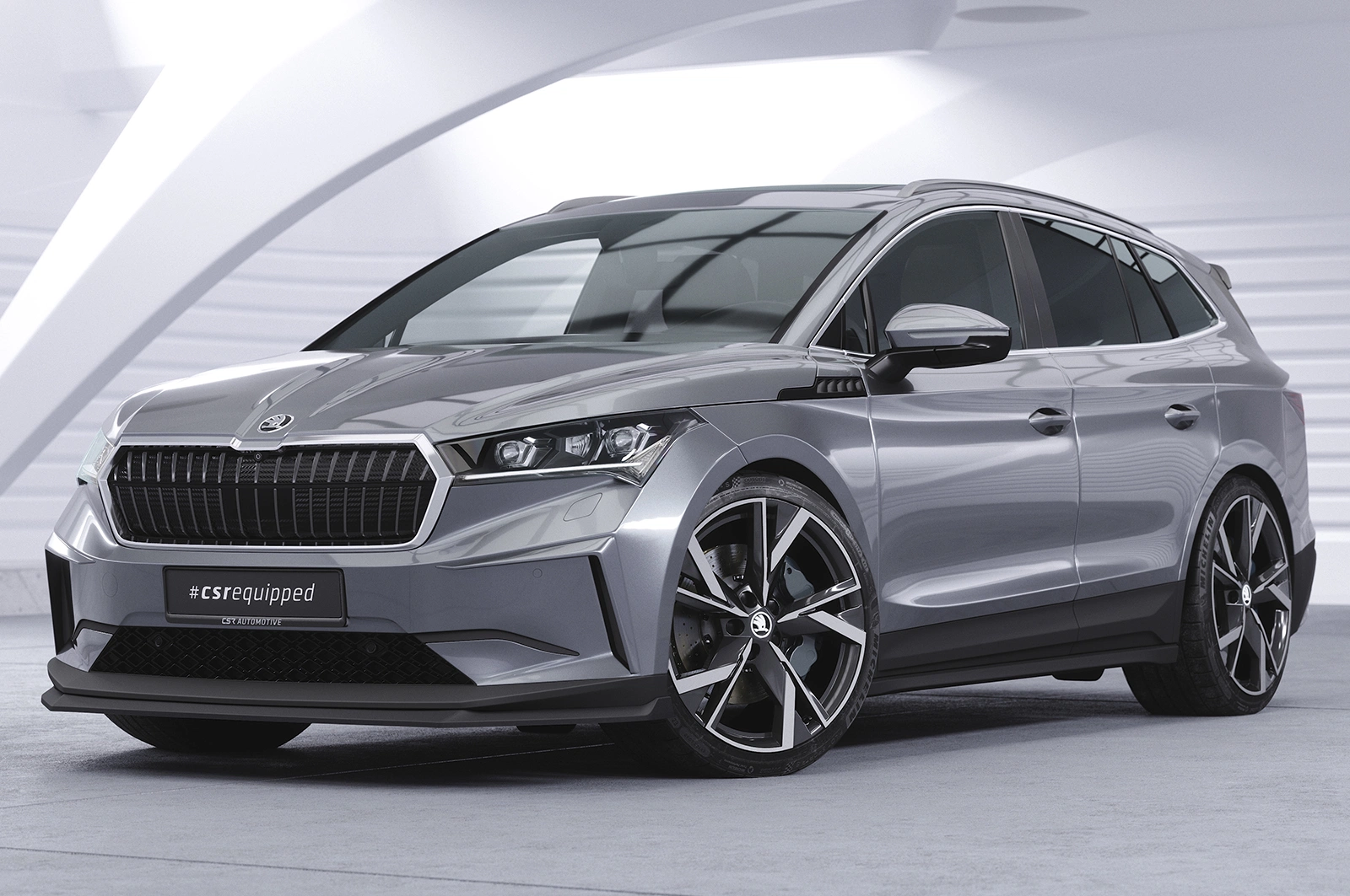 Voorspoiler passend voor Skoda Enyaq iV Glans Zwart (2020–)