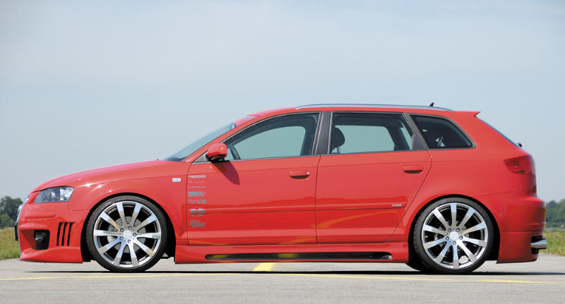Zijskirts passend voor Audi A3 8P Sportback ABS Carbon-look Rieger