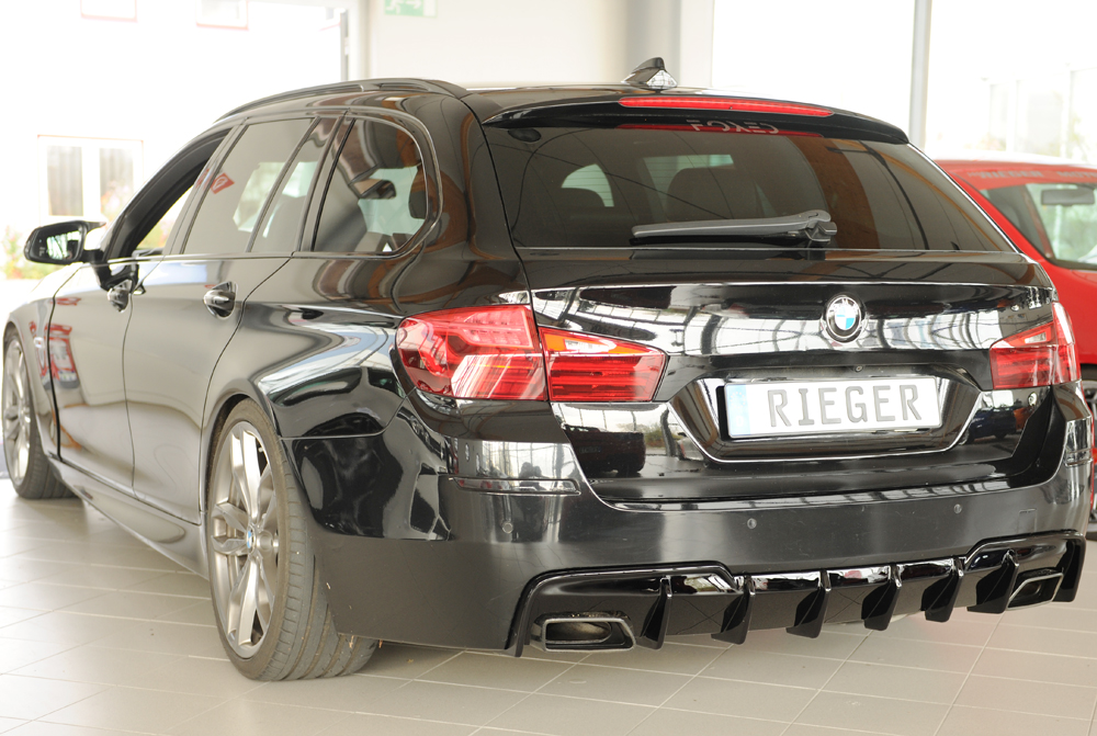 Diffuser passend voor BMW 5 Serie F10 M pakket Rieger Glans Zwart