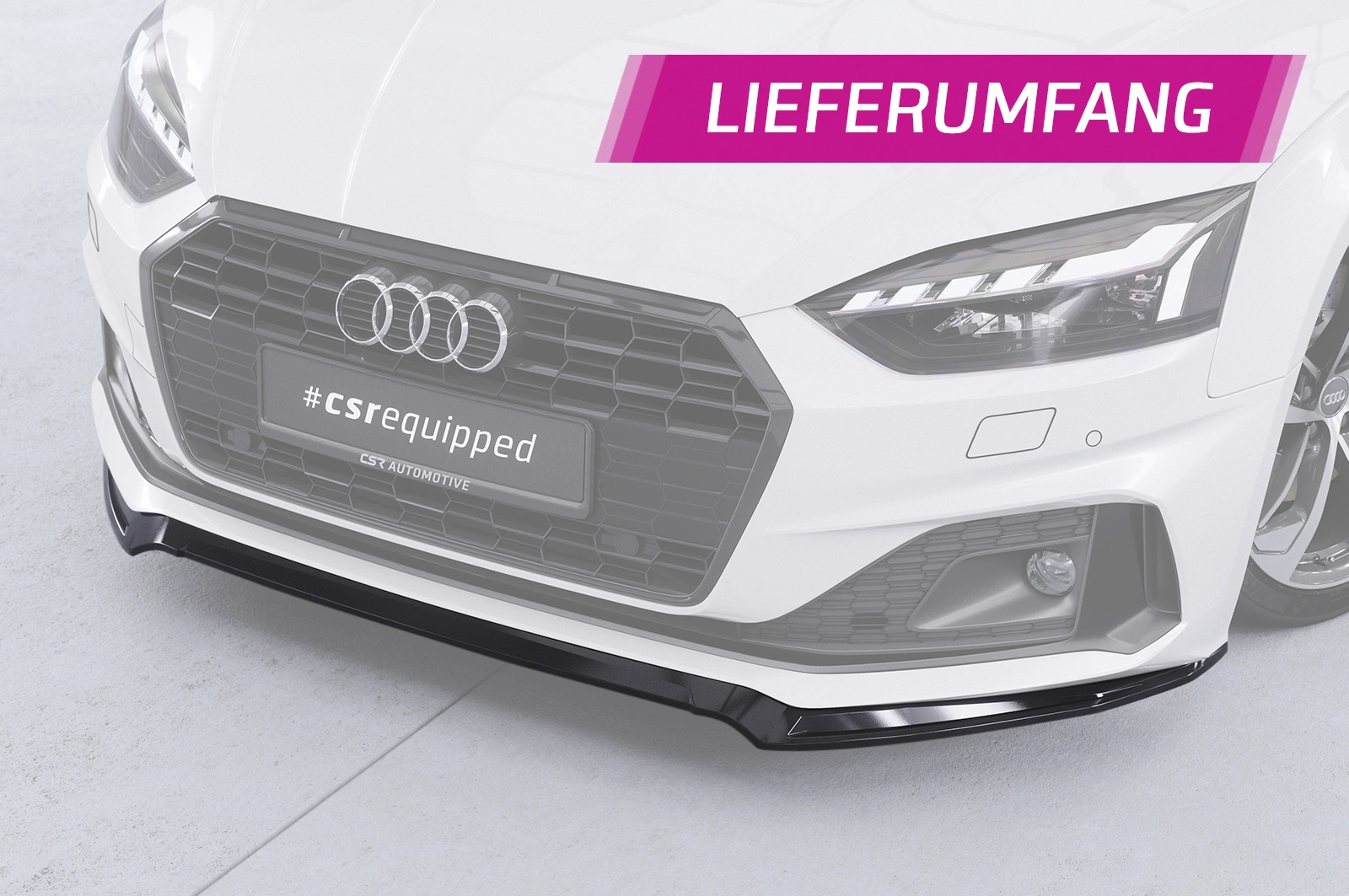 Voorspoiler passend voor Audi A5 F5 Basis / Advanced Glans Zwart van CSR Automotive (Facelift 2019-)