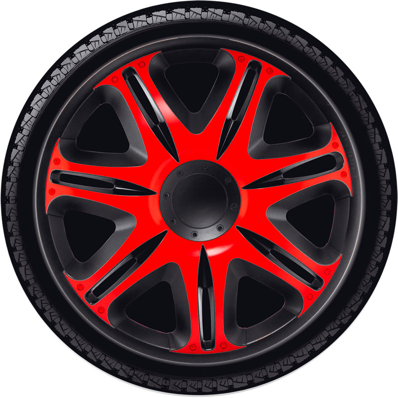 4-Delige J-Tec Wieldoppenset Nascar 16-inch zwart/rood