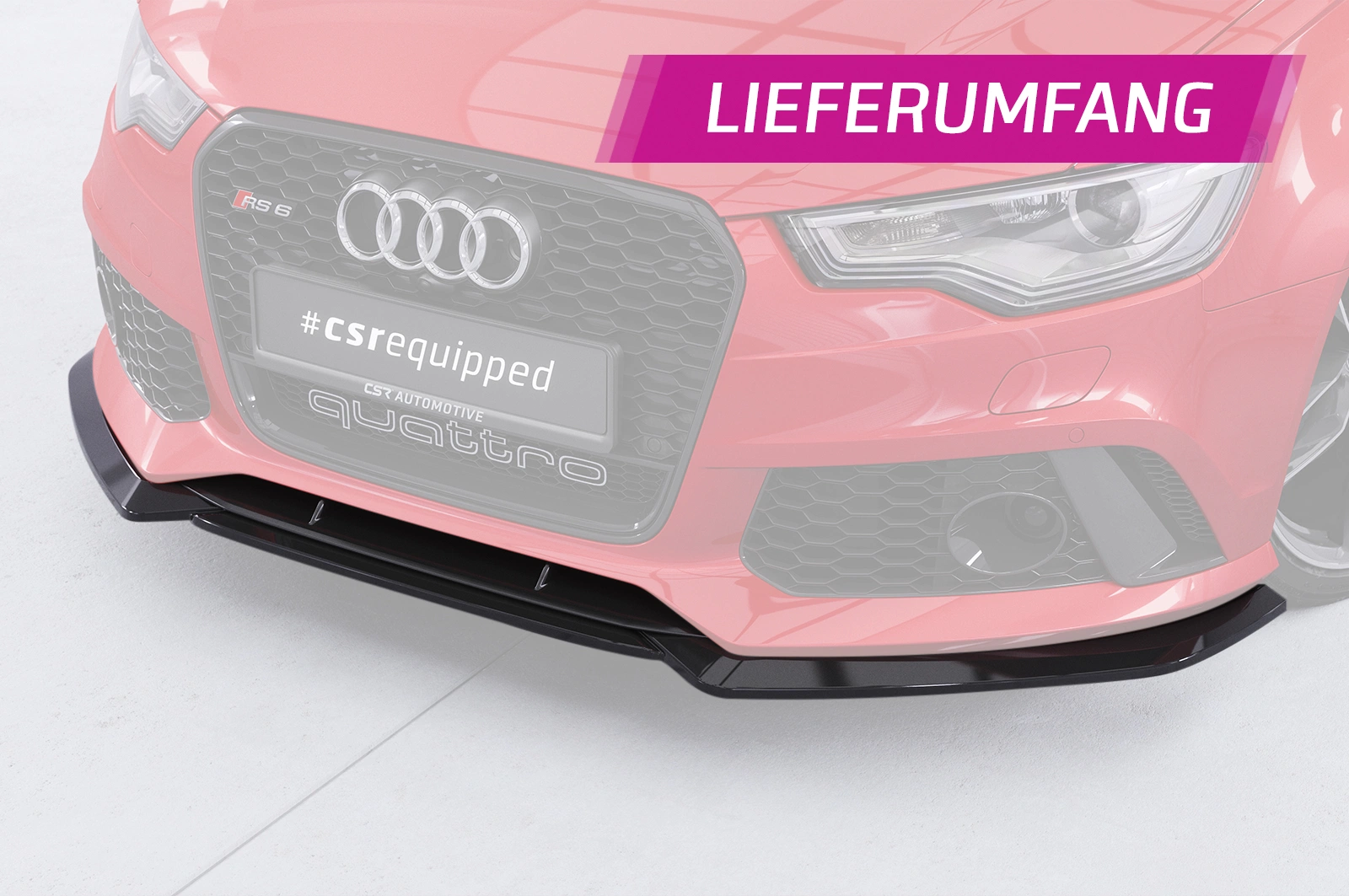 Voorspoiler passend voor Audi RS6 C7 Glans Zwart (2013-2018)