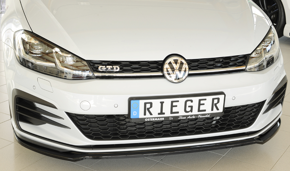Voorspoiler passend voor Volkswagen Golf 7 FL GTI GTD GTE Rieger Glans Zwart