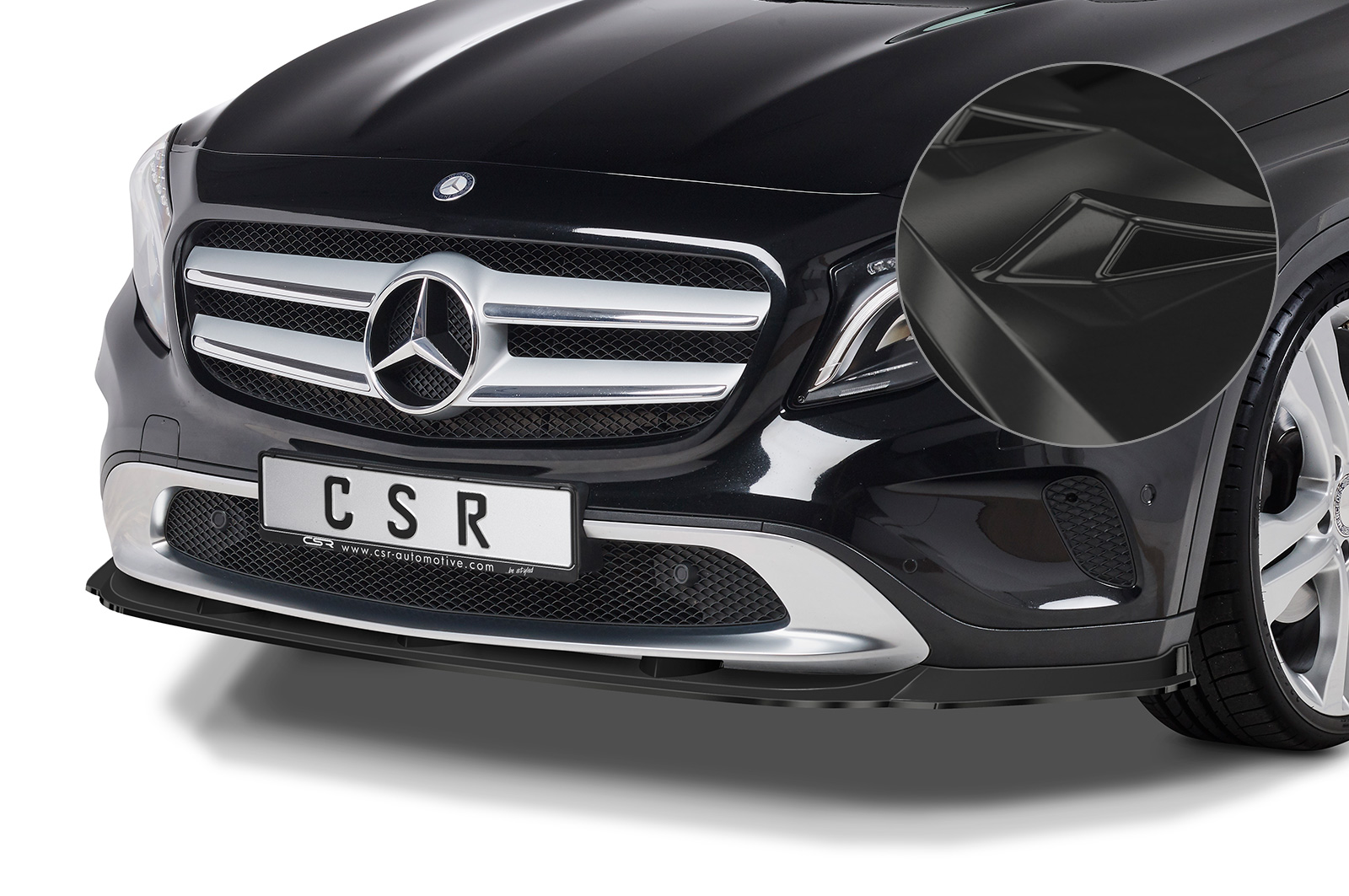 Voorspoiler passend voor Mercedes Benz GLA X156 CSR Glans Zwart