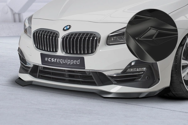 Voorspoiler passend voor BMW 2-Serie F45 Active Tourer 03/2018-2021 (LCI) Glans Zwart